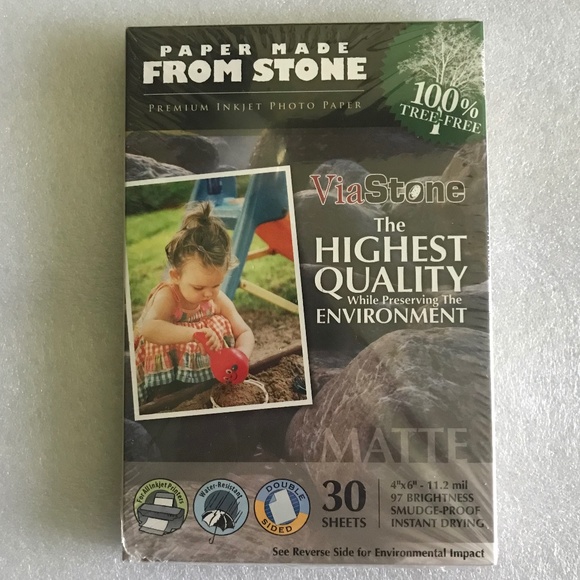 30 Sheets Eco Friendly Premium Inkjet 4" x 6" Photo Paper Made From Stone Matte - Picture 1 of 5